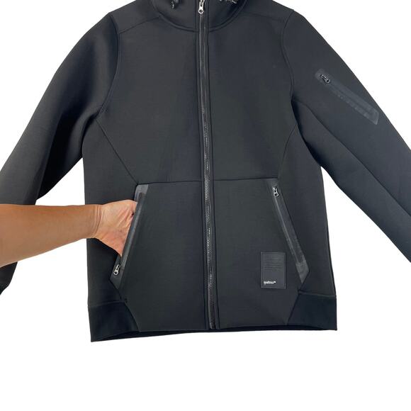 Qualtrics Soft Shell Jacket Black Men's SZ L Pockets Zip Front Hooded EUC - Picture 4 of 11